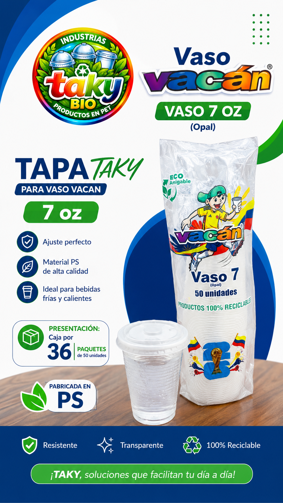 Tapa Plana 7 OZ 50 Und x 32 Pts