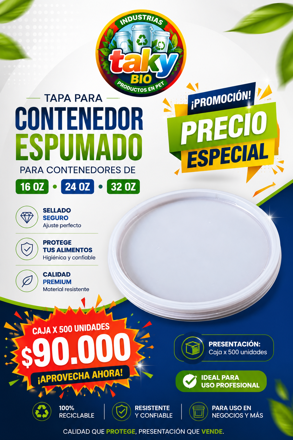 Tapa Contenedor 16 sin perforar 25x20